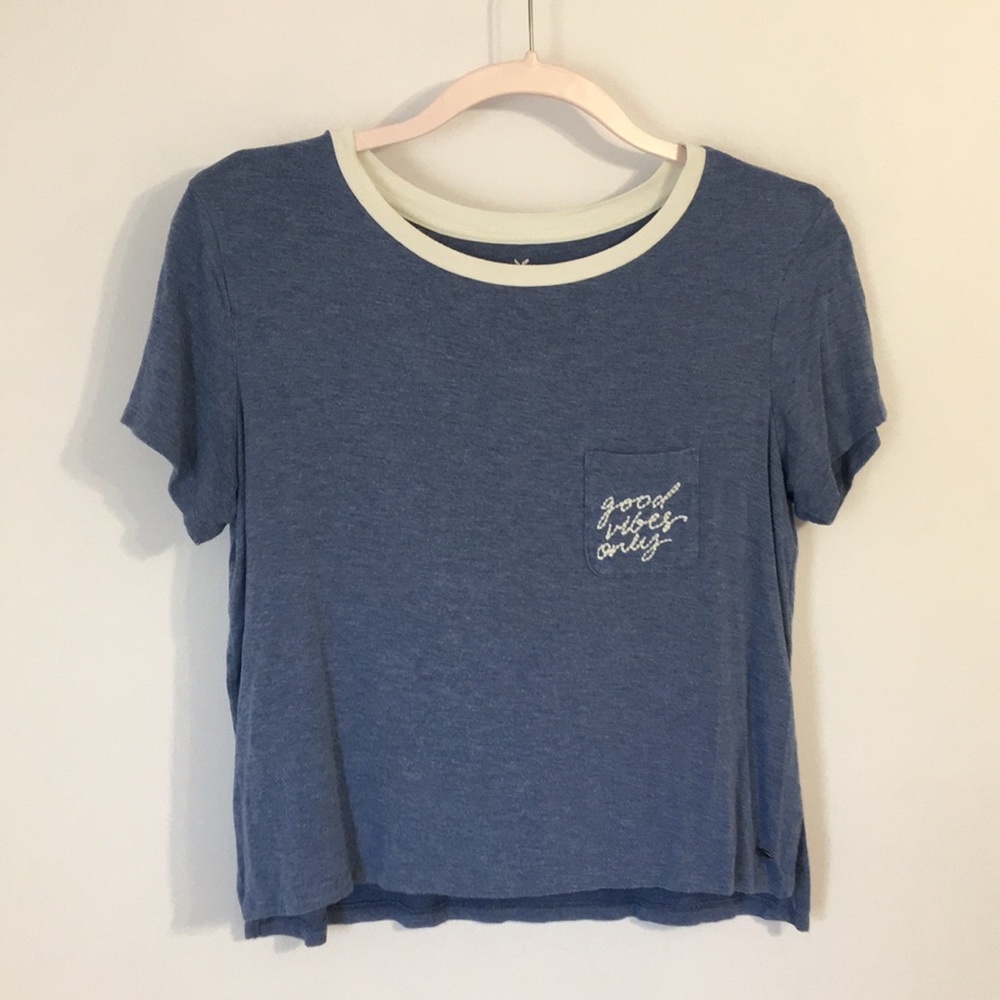 Good vibes only blue crop top